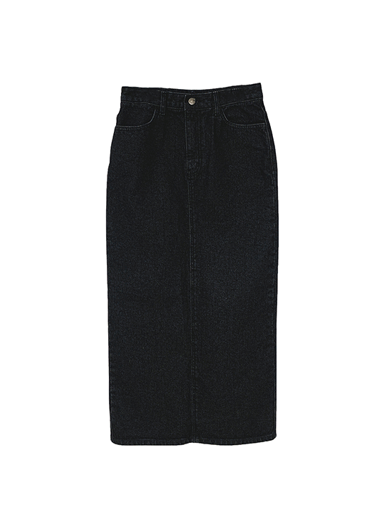 Black denim skirt back slit(s,m,l)